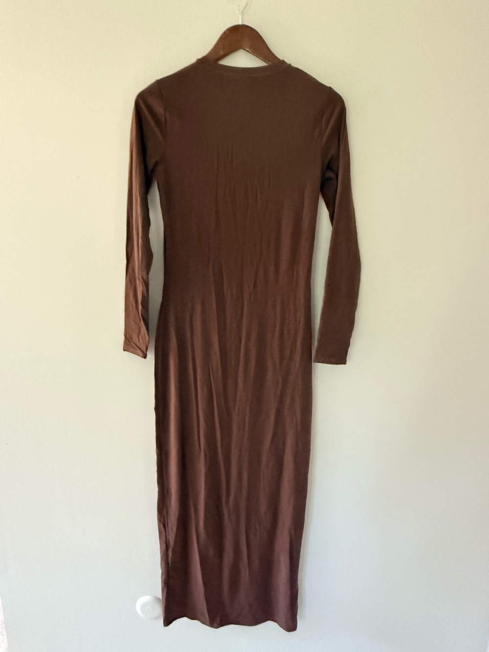 SKIMS Fits Everybody Long Sleeve Maxi Dress Cocoa Brown XL - Picture 3 of 4